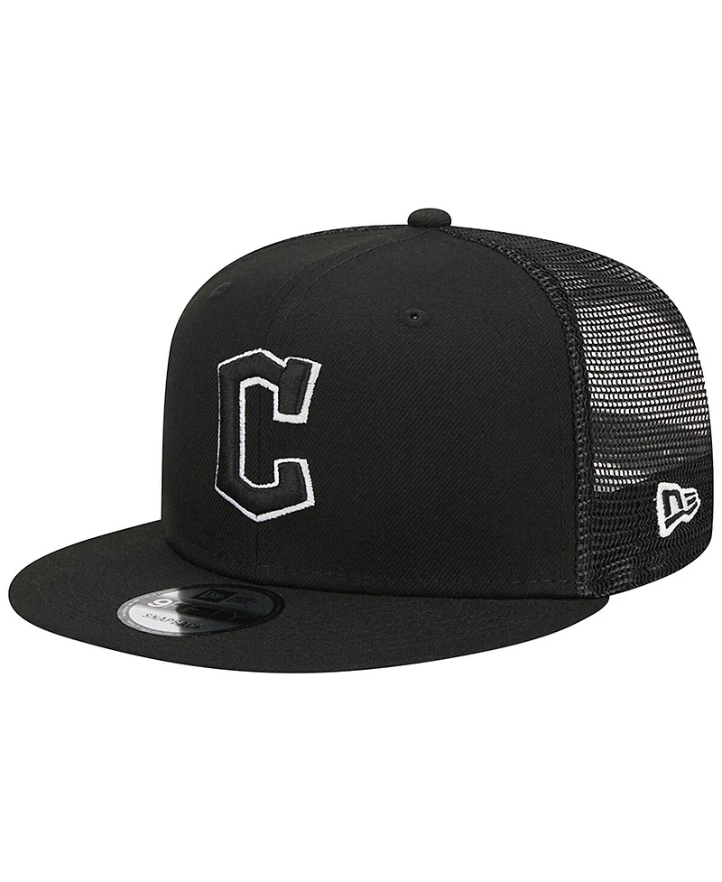Men's New Era Black Cleveland Guardians Trucker 9FIFTY Snapback Hat