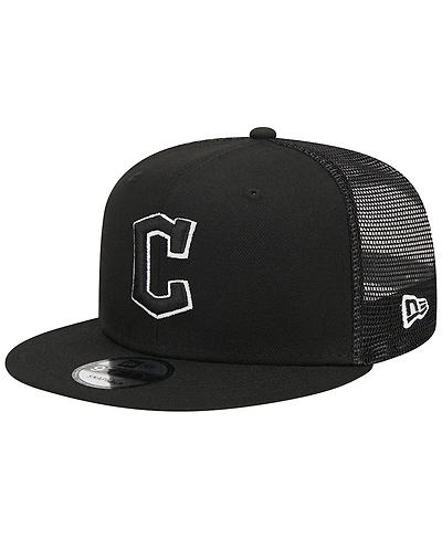 Men's New Era Black Cleveland Guardians Trucker 9FIFTY Snapback Hat