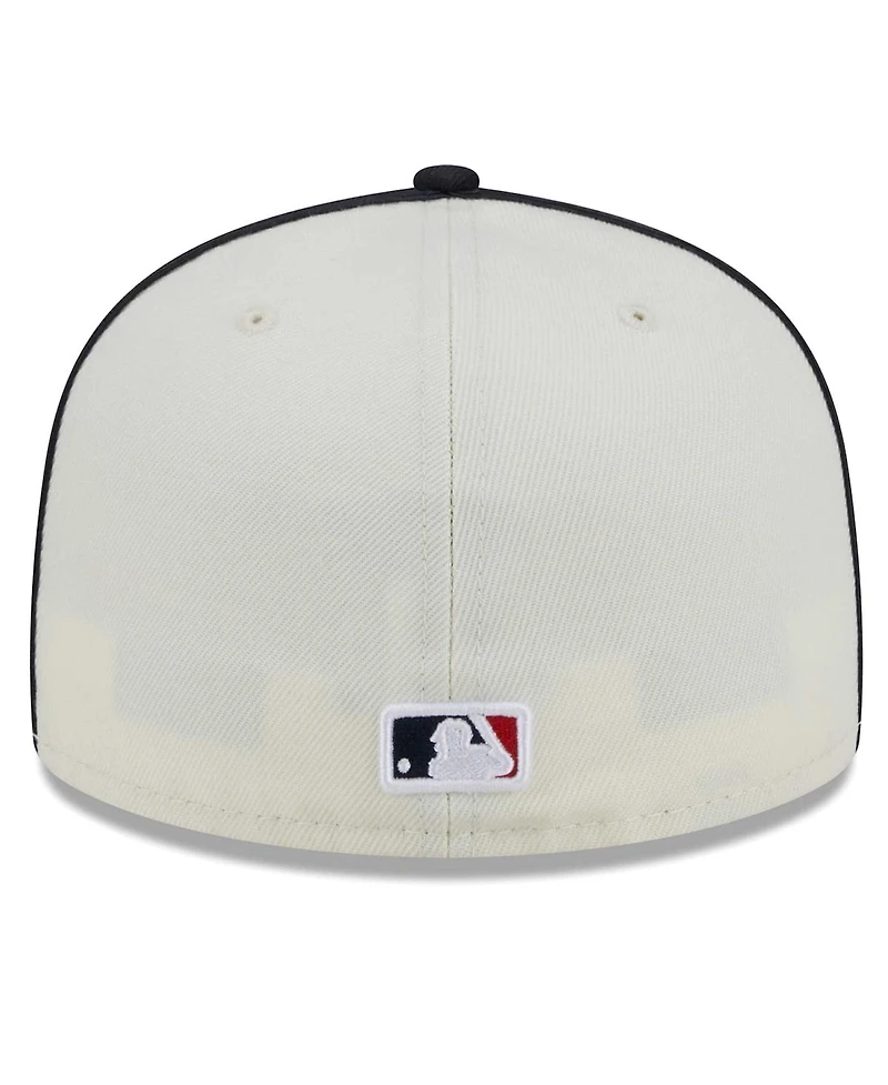 Men's New Era Cream, Navy Boston Red Sox Chrome Sutash 59FIFTY Fitted Hat