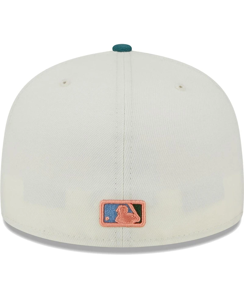 Men's New Era Cream Los Angeles Dodgers Chrome Evergreen 59FIFTY Fitted Hat