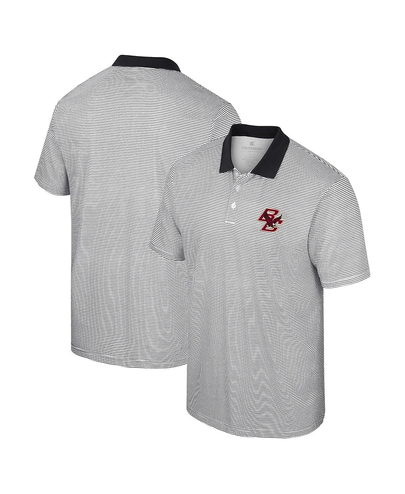 Men's Colosseum White Boston College Eagles Print Stripe Polo Shirt
