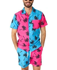 OppoSuits Men's Hawaiian 2 Piece Set - Summer Palm Beach Swim Wear Slim Fit Includes Short Sleeve Shirt and Shorts