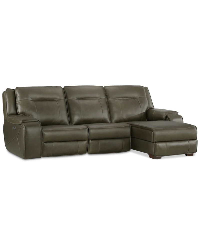 Closeout! Hansley 3-Pc Zero Gravity Leather Sofa with 2 Power Recliners and Chaise, Created for Macy's