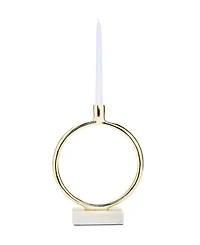 Circular Taper Candle Holder On Marble Base, 11.75" H