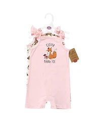 Touched by Nature Baby Girls Organic Cotton Rompers, Woodland Alphabet