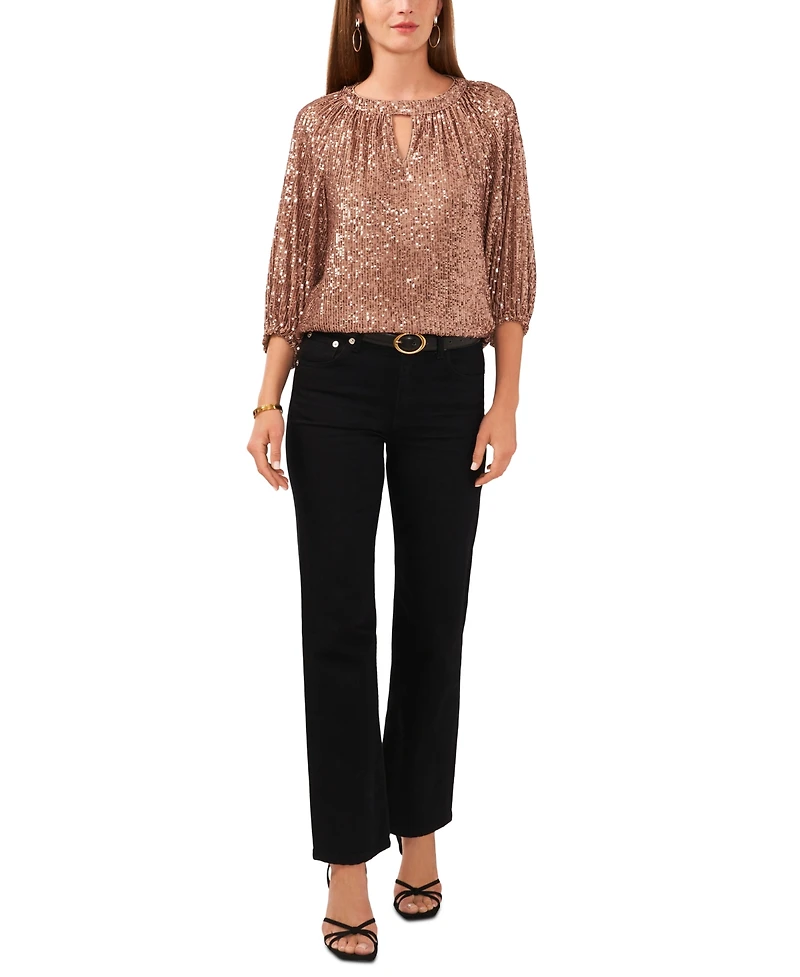 Vince Camuto Women's Keyhole Detail Raglan Sleeve Top