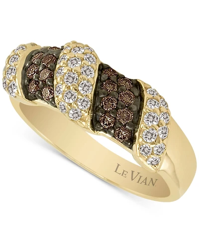 Le Vian Chocolate Diamond & Nude Diamond Diagonal Cluster Ring (3/4 ct. t.w.) in 14k Gold