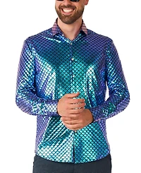 OppoSuits Men's Shirt - Long Sleeve Shiny Snake Gold