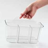 mDesign Small Plastic Divided Cosmetic Storage Organizer Caddy Tote Bin - Clear, Usa Made