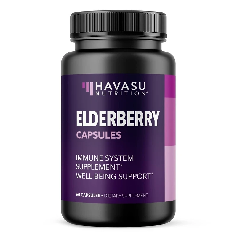 Elderberry Vitamins, Immune System Support Capsules, Havasu Nutrition, 60ct