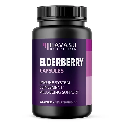 Elderberry Vitamins, Immune System Support Capsules, Havasu Nutrition, 60ct