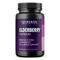 Elderberry Vitamins, Immune System Support Capsules, Havasu Nutrition, 60ct