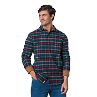 Hope & Henry Men's Organic Flannel Shirt with Suede Detail