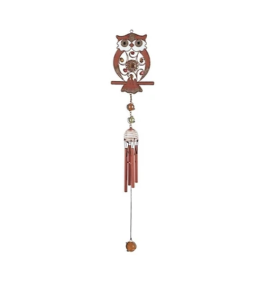 26" Long Owl Copper and Gem Wind Chime