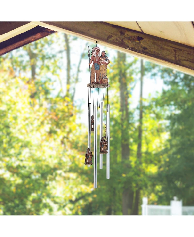 23" Long Indian Family Round Top Wind Chime Native American