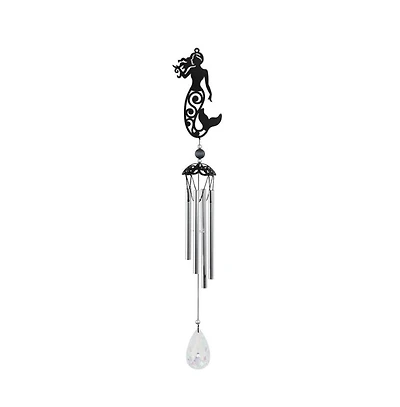 25" Long Metal Black Mermaid Silhouette Wind Chime