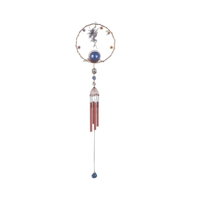 34" Long Fairy Pewter Wind Chime with Copper Gem