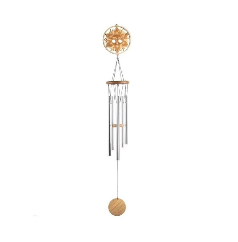 34" Long Wood Silhouette Sun Wind Chime