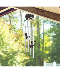 23" Long Black Bear Round Top Wind Chime