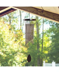 30" Long Silver Wood Top Traditional Wind Chime