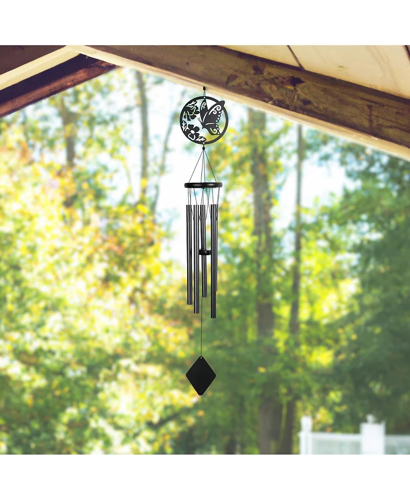 40" Long Metal Black Butterfly Wind Chime