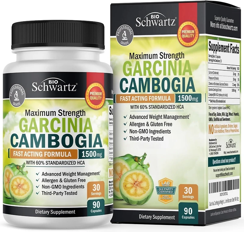 Garcinia Cambogia Weight Loss Pills - 1500mg Hca Pure Extract - Fast Acting Appetite Suppressant - Fat Burner for Women and Men to Help Lose Weight