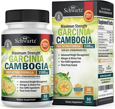 Garcinia Cambogia Weight Loss Pills - 1500mg Hca Pure Extract - Fast Acting Appetite Suppressant - Fat Burner for Women and Men to Help Lose Weight