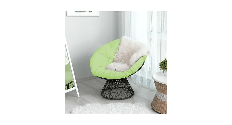 Rattan Papasan Chair Ergonomic 360-degree Swivel Soft Cushion Garden