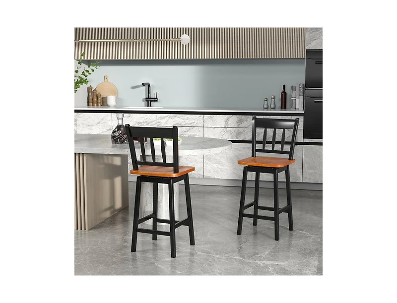 24.5 Inches Set of 2 Swivel Bar Stools with 360° Swiveling