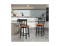 24.5 Inches Set of 2 Swivel Bar Stools with 360° Swiveling