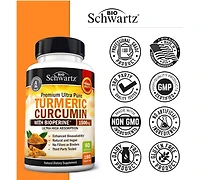 BioSchwartz Turmeric Curcumin with BioPerine 1500mg - Natural Joint Support - Non Gmo - Gluten Free