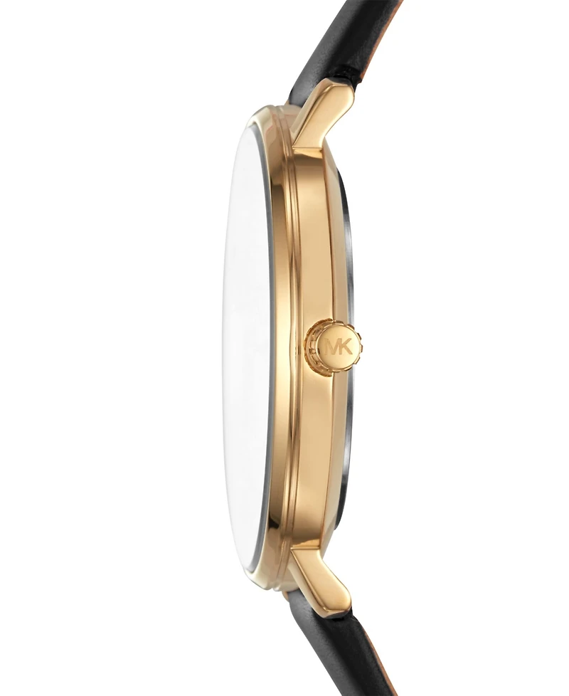 Michael Kors Women's Pyper Three-Hand Black Leather Watch 38mm and Jewelry Gift Set