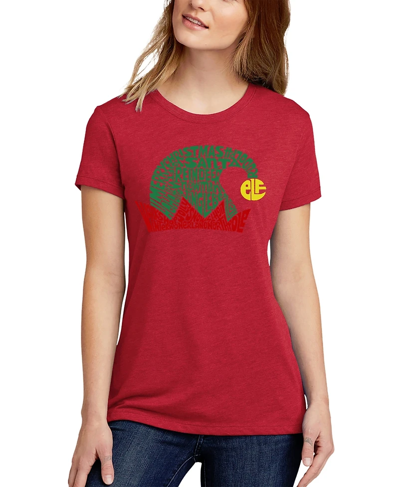 La Pop Art Women's Christmas Elf Hat Premium Blend Word Short Sleeve T-shirt