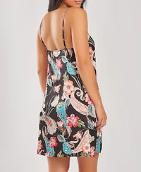 iCollection Women's Silky Soft Short Printed Chemise Nightgown