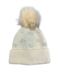 Marcus Adler Imitation Pearl Flower Pom Beanie