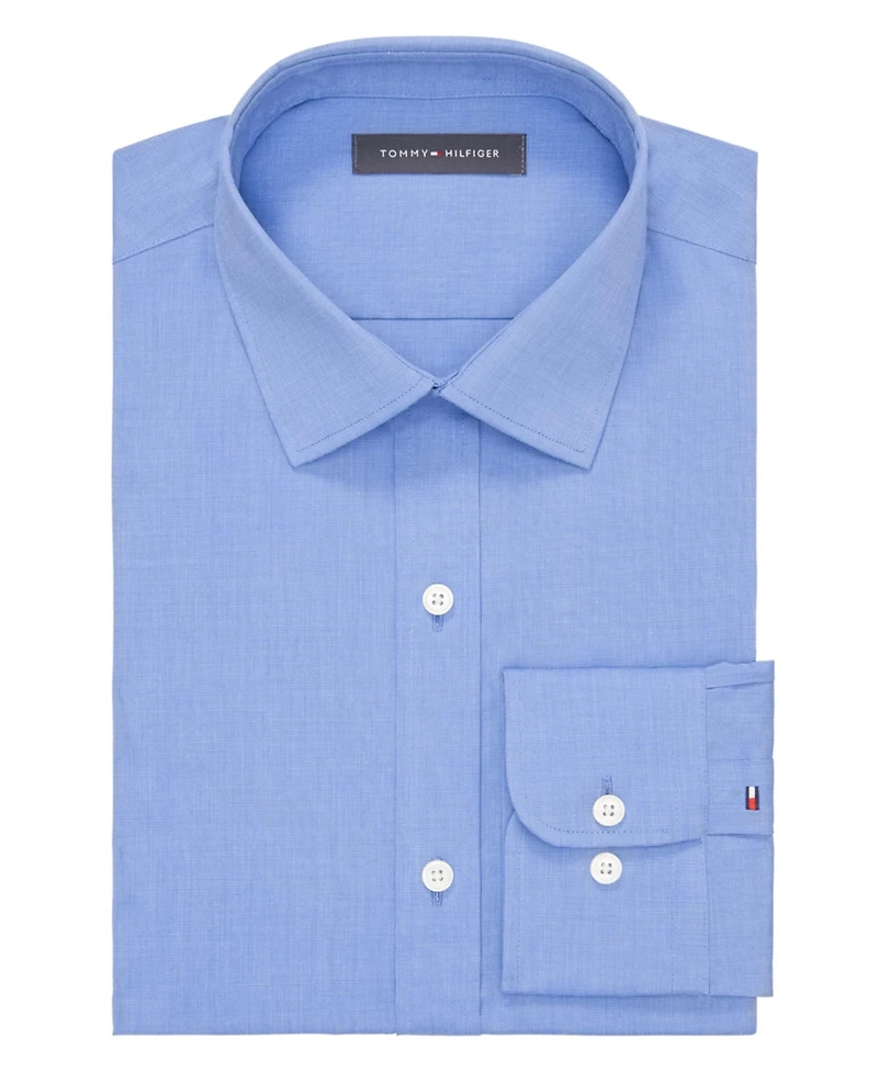 Tommy Hilfiger Men's Th Flex Essentials Wrinkle-Resistant Stretch Slim-Fit Dress Shirt