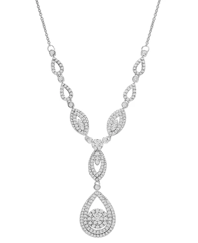 Wrapped Love Diamond Double Drop Pendant 17" 14k White Gold or Yellow (1-1/2 ct. t.w.), Created for Macy's