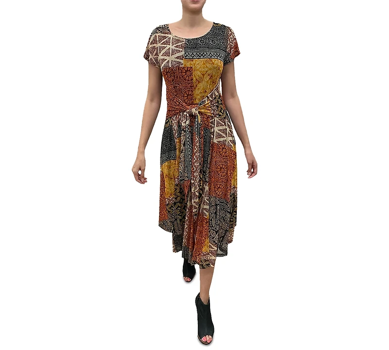Robbie Bee Women's Short-Sleeve A-Line Midi Dress