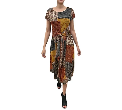Robbie Bee Women's Short-Sleeve A-Line Midi Dress