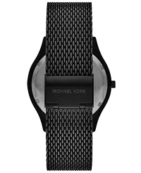 Michael Kors Men's Runway Three-Hand Black Stainless Steel Mesh Watch 44mm and Wallet Gift Set