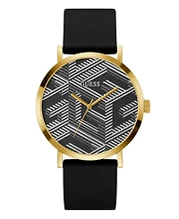 Guess Men's Analog Black Silicone Watch 44mm
