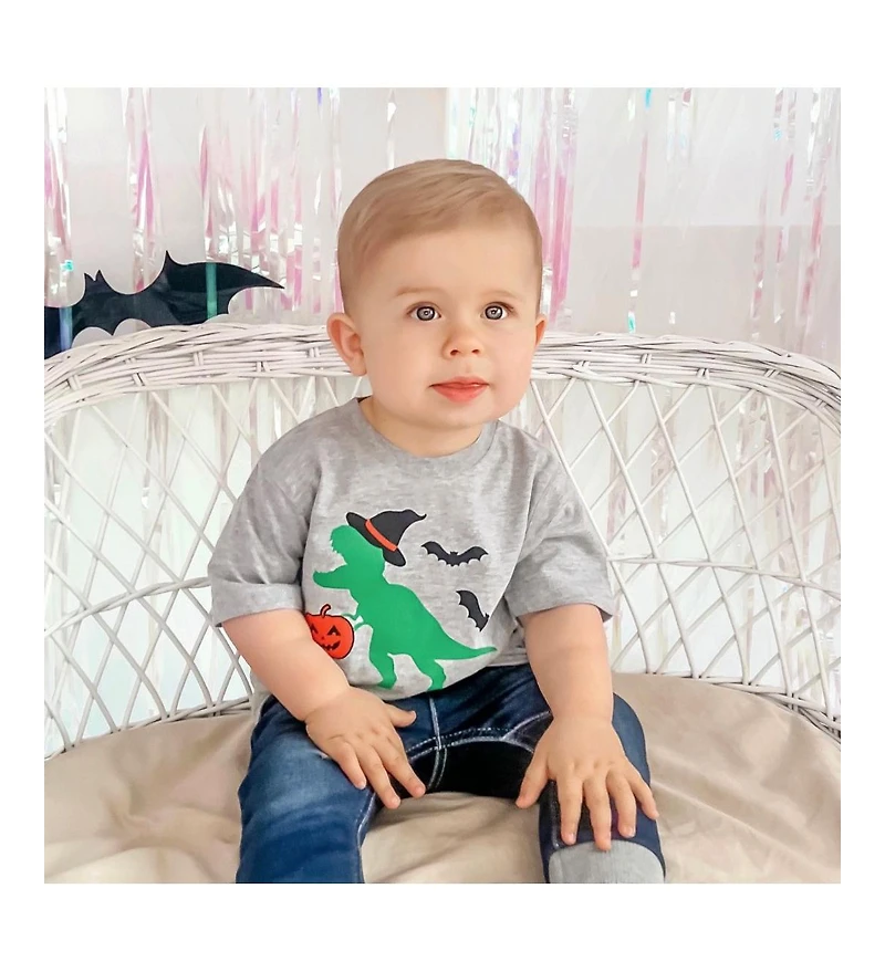 Sweet Wink Toddler Boys Trick Rawr Treat Halloween Short Sleeve T-Shirt