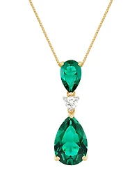 Grown With Love Lab Emerald (3-1/3 ct. t.w.) & Diamond (1/8 18" Pendant Necklace 14k Gold