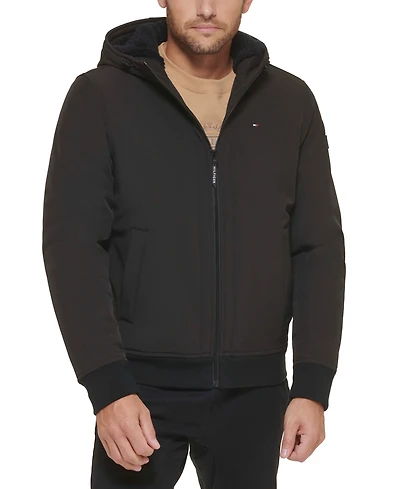 Tommy Hilfiger Men's Softshell Performance Hooded Fleece-Lined Bomber Jacket