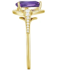 Amethyst (1-1/3 ct. t.w.) & Lab-Grown White Sapphire (1/4 Halo Ring 14k Gold-Plated Sterling Silver (Also Additional Gemstones)