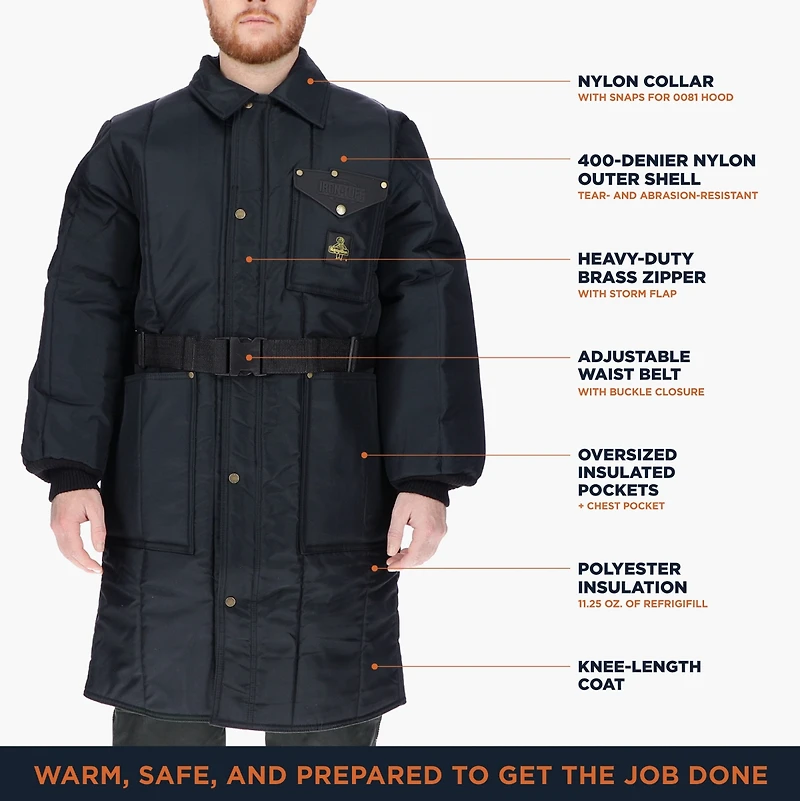 RefrigiWear Men's Iron-Tuff Inspector Jacket - Knee-Length, Insulated Workwear Coat, Water-Repellent, Wind-Tight, -50°F Comfort Rating