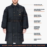 RefrigiWear Men's Iron-Tuff Inspector Jacket - Knee-Length, Insulated Workwear Coat, Water-Repellent, Wind-Tight, -50°F Comfort Rating