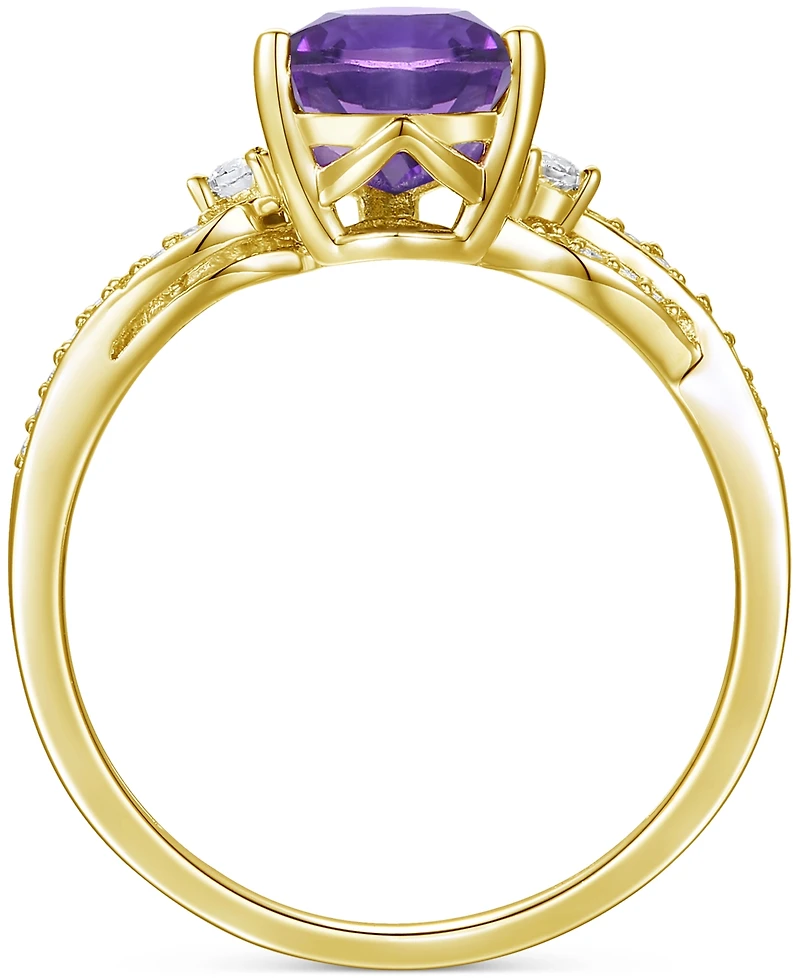 Amethyst (1-3/4 ct. t.w.) & Lab-Grown White Sapphire (1/6 Twist Ring 14k Gold-Plated Sterling Silver (Also Additional Gemstones)
