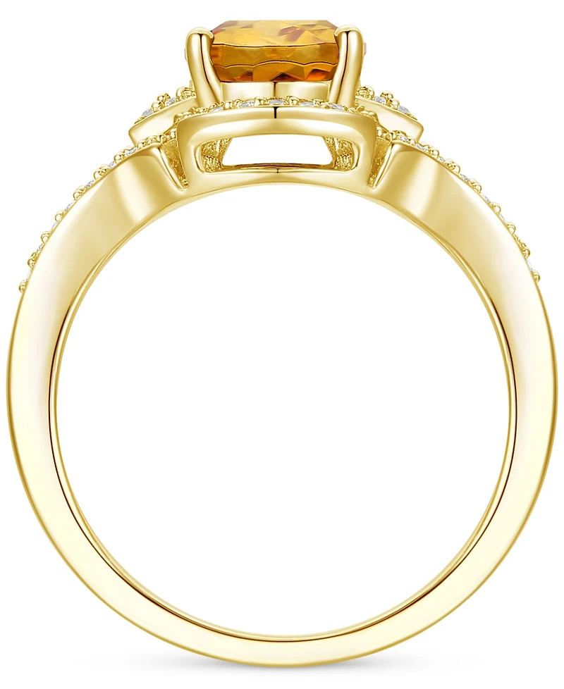 Amethyst (1-1/2 ct. t.w.) & Lab-Grown White Sapphire (1/4 Open Frame Ring 14k Gold-Plated Sterling Silver (Also Additional Gemstones)