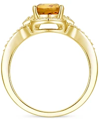 Amethyst (1-1/2 ct. t.w.) & Lab-Grown White Sapphire (1/4 Open Frame Ring 14k Gold-Plated Sterling Silver (Also Additional Gemstones)